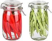 STAR WORK Glass Jars with Airtight Lids and Leak Proof Rubber Gasket,Large Wide Mouth Mason Jars with Buckle L