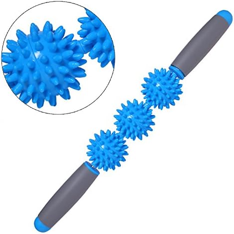 Muscle roller stick, Yuzlder massager Athletes Runners Help Leg and Body Back Recovery for Trigger Points, Leg Cramps, Quads, Calf &amp; Hamstring Tightness(Blue)