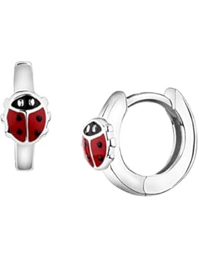 Carina Kinder Mädchen Marienkäfer Ohrringe Creole in 925 Sterling Silber - 32.1023.R