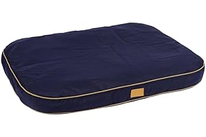 Kerbl Pet Liegekissen Jerome, Hundekissen, Hundebett, dunkelblau, cognac, 80x60x6cm, Polyester, Hunde, wattiertes Kissen, Antirutschbeschichtung