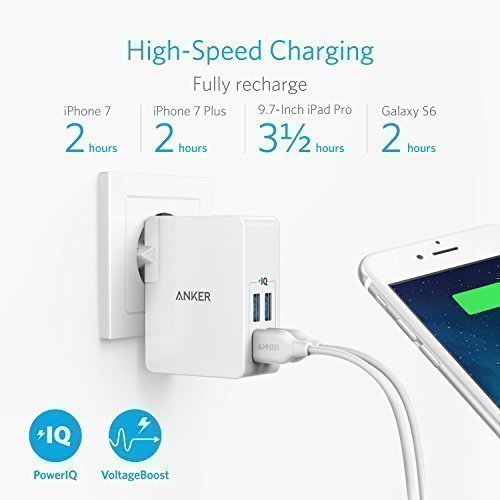 Anker PowerPort Lite 27W 4-Port USB Ladegerät mit Austauschbarem UK und EU Reiseadapter und Power IQ für iPhone 7 / 6s / 6 /5s/ SE, iPad Air 2 / mini 3, Galaxy S7 / S6 Edge und Weitere (Weiß) - 2