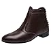 Produktbild iHAZA Herren Spitz Leder Stiefel High Top Schuhe Britisch Stil Einfarbig Schnüren Beiläufig Booties(Braun,42)