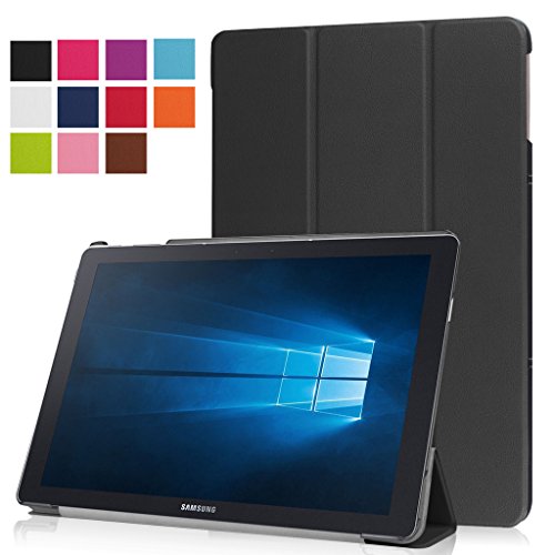 Galaxy TabPro S Schlank hülle,Mama Mouth Ultra Schlank Superleicht Ständer PU Leder Smart Shell hülle mit Standfunktion für 12″ Samsung Galaxy Tab Pro S W700 Tablet,Schwarz - 3