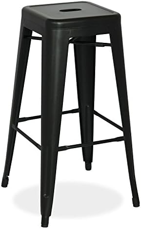 Retro Mmilo Tolix style Metal Side Stackable Breakfast Stool for Bar Kitchen - Matt Black