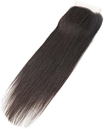 Brazilian Body Wave Straight Wave Or Curly Wave Closure 4x4 Human Hair Lace Closure Free Part Or Three Part Natural Color Non Remy Hair Extension (24", Straight Wave Free part Lace Closure)