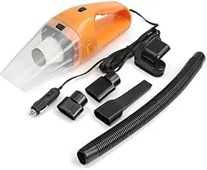 Karma House Car Vacuum Cleaner Powerful Portable & High Power 120w 12v Black Car Handheld Vacuum Cleaner for Car and Home Wet and Dry Car Vacuum Cleaner Car Copper Power (Orenge-Black)