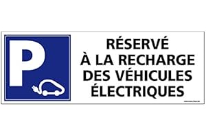 Panneau Parking Recharge Véhicules Électriques - Dimensions 350x125 mm - Aluminium 2 mm - Protection Anti-UV