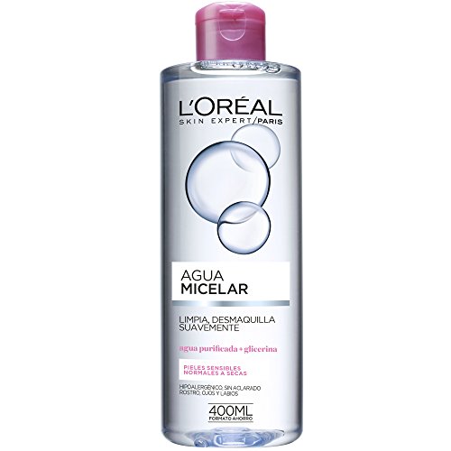 L'Oreal Paris Dermo Expertise - Agua Micelar para Pieles Sensibles, Normales a Secas, 400 ml