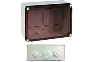 M-E-T MARKTPLATZ-ELEKTROTECHNIK Kunststoff Klemmenkasten mit elastischen Kabeltüllen und Hutschiene (241x180x95 mm, transparent)