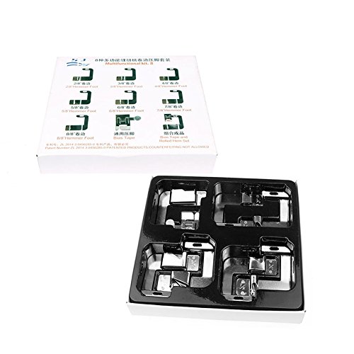 ONEVER Zink Legierung gerollt Hemmer Presser Fuß für Bruder Sänger Necchi Elana Janome Nähmaschine, 8pcs in 1 Satz - 3