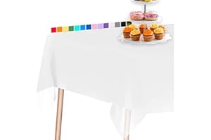 PartyWoo Nappe rectangulaire Lavable et imperméable, pour fête, Anniversaire, Mariage - Blanc - 137 x 274 cm - 1 pièce