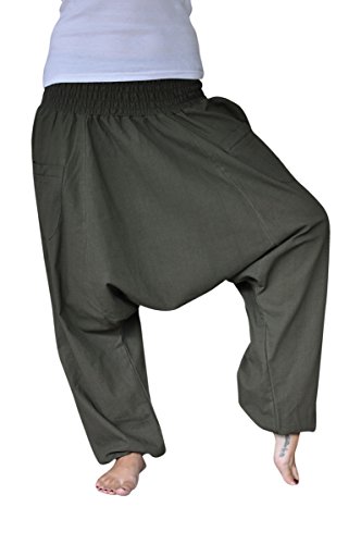 virblatt Haremshose einfarbig mit tiefem Schritt Unisex Einheitsgröße S - L Aladinhose mit Reißverschluss an den Taschen – Unüberlegt