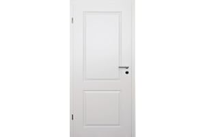 HORI® Room Door, Complete Set with Frame and Door Handle, Interior Door, Painted White, with Two Fillings, Height 198.5 cm, Stop, Width and Wall Thickness Selectable, DIN Left, 1985 x 860 x 280 mm