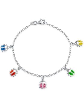 Bling Jewelry Silber Emaille Lucky Ladybug Kinder Armband 6.5In