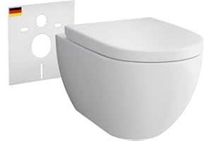 Alpenberger Dusch WC Spülrandlos Keramik Toilette mit Schallschutz | Taharet WC Kloschüssel | Softclose Toilettensitz | Toilettenschüssel Nano | Hänge WC Set Passend Geberit