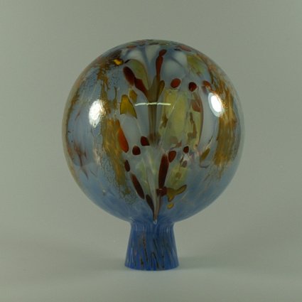 Gartenkugel Rosenkugel mit Granulat hellblau d 15cm mundgeblasen handgeformt Lauschaer Glas das Original