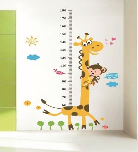 Instylewall Home Decor Mural Vinyl Wall Sticker Growth Record Height Chart Giraffe Kids Nursery Room Wall Art Decal Paper