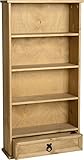Corona Mexican 1 Drawer Bookcase DVD Rack Storage Unit Solid Pine Waxed Finish ()