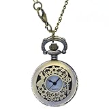 fobtime Süßes Hohl geschnitzt Hase Schlüssel Blume Muster Taschenuhr Casual Vintage Kaninchen Ausschnitt Armbanduhr