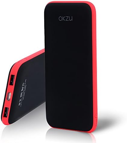 Portable Charger, OKZU 10000mAh Dual-Port Power Bank, External Battery for iPhone, iPad, iPod, Samsung, HUAWEI and Android Devices(Red)