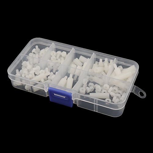 M3 Nylon Schraubenmutter Scheibe Sortiment Satz Sechskantschrauben Pattsituation Box – Weiß, 180pcs - 4