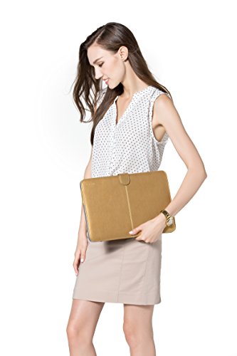 MOSISO Premium Qualität PU Leder Schutzhülle Tasche Hülle Sleeve Aktentasche Case für MacBook Air 13 Zoll (A1369 / A1466), Gold - 6