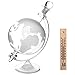 Produktbild Lantelme 6723 Whiskykaraffe und Holzthermometer Set - Glas Karaffe als Globus/Weltkarte und Holz Analog Thermometer