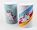 Produktbild KAMACA 2 x Comic Einhorn Spardose aus Metall Sparbüchse Sparschwein Durchmesser ca. Ø 10 cm, 15,4 cm hoch ein Spass für jeden Tag (Regenbogen/Türkis)