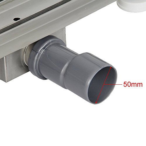 Yorbay Edelstahl Duschrinne Bodenablauf Ablaufrinne 50cm-120cm für Badezimmer (Befliesbar, 80cm) - 6