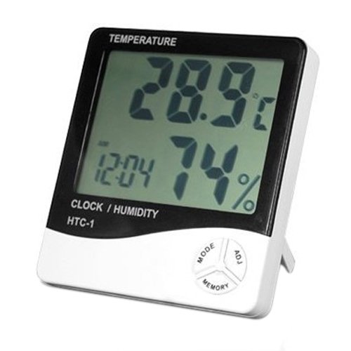 Sonline Digital LCD Thermometer und Feuchtemesser Uhr Wecker