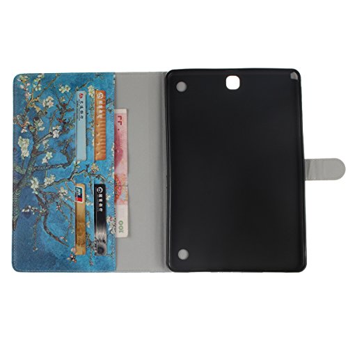 Galaxy Tab A 9.7 Hülle,Ukayfe Blau Plum Blossom Blumen Painted Schutzhülle fur Galaxy Tab A 9.7 SM-T550 Ledertasche Lederhülle Smart Case Cover,[Bunt Muster Design] Kunstleder Tasche PU Leder Schutzhülle Brieftasche Etui Schale Hülle for Galaxy Tab A (9.7 Zoll) SM-T550 mit 1 x Schwarze Eingabestift - 6