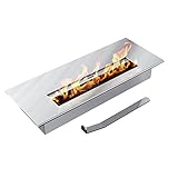 H x B x T: 5,2 x 30 x 13,2 cm Bioethanol brenner (M) mit sicherem Brennsystem, Edelstahl Brennkammer, Ethanol Brenner regulierbar, TÜV geprüft,