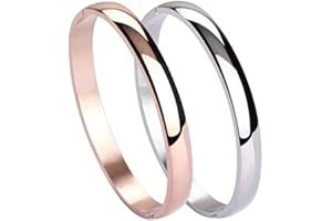 MILAKOO 2 Pièces en Acier Inoxydable Bracelet Set pour les Femmes Brillant Bracelet Rainuré Manchette Bracelet pour Parti Mariage Anniversaire