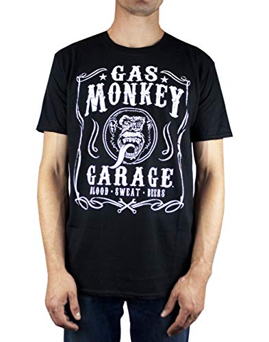 Officielle Gas Monkey Garage Sang Sueur Bières T Shirt Noir Pour Hommes XL - Poitrine 42-44 pouces (106.5-111.5 cm) Black