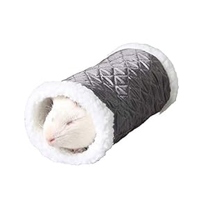 Pequeña Mascota Animal túnel Juguete Invierno Caliente Polar Tubo escondite Cama Juego túnel para hámster/Rata de ratón (Negro)