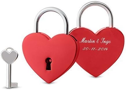 Heart love Padlock with personal engraving red