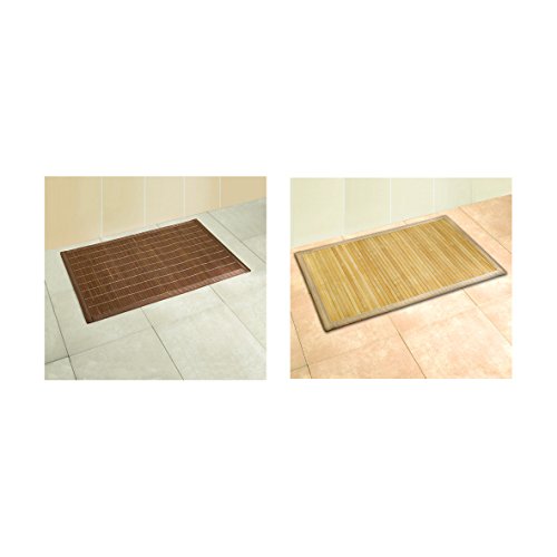 WENKO 17996100 Badematte Bamboo – Unterseite rutschhemmend, Bambus, Braun - 2