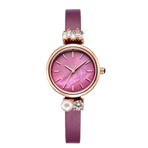Preisvergleich Produktbild ADAHX Damenuhr, Edelstahluhr, wasserdichter Diamant einfache runde Quarzuhr, geeignet für Geburtstag, Jubiläum, Muttertagsgeschenke,Purple