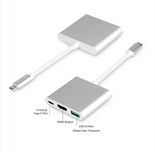 QQPOW Typ C USB 3.1 Hub mit HDMI Unterstützung 4K Vision Output Charge Port für Macbook, Google Chromebook Pixel und Typ C Geräte (HDMI+USB3.0+Type-C, golden) - 5