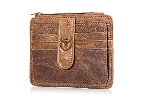 WeeDee Soporte de Tarjeta de Visita de Cuero Minimalista - Cartera para Hombre con Bolsillo Delantero Cartera Delgada para Tarjeta de Bloqueo RFID (Wallet 01)