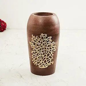 Home Centre Splendid Mateo Embellished Wooden Vase
