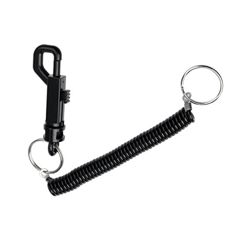 Preisvergleich Produktbild Baoblaze Spiralkabel mit Karabiner Handschlaufe Werkzeug Sicherungsleine Schlüsselkette Schlüsselanhänger - Schwarz, Werkzeug Lanyard