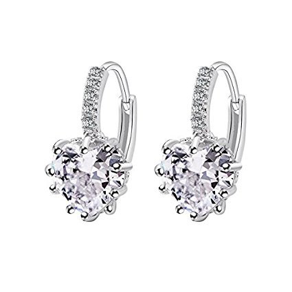 Lsv-8 Charming Women's Sterling Silver Ear Hoop Earrings Ear Stud