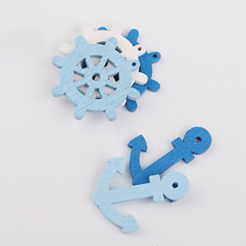 Anker und Helm Holz Anhänger Korne für Halskette DIY 100 Stk. Mischfarbe - 6