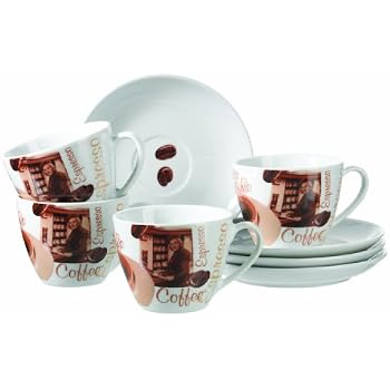 Set De 4 Tasses à Cappuccino Ritzenhoff & Breker Cornello - Porcelaine, Gris, 180 Ml - Avec Soucoupes - Lave-vaisselle - 5