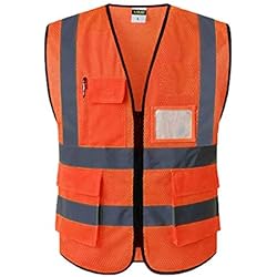 Almencla Gilet de Sécurité de Réparation de Travail de Protection Réutilisable - orange s