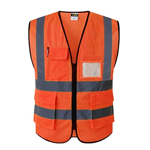 Almencla Gilet de Sécurité de Réparation de Travail de Protection Réutilisable - orange s