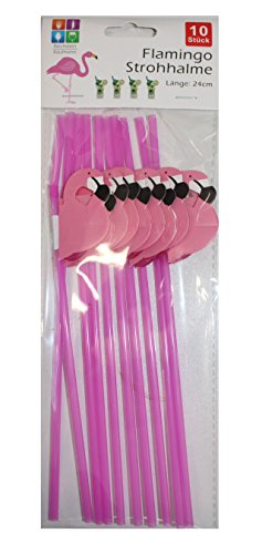 Preisvergleich Produktbild Flamingo Trinkhalm Strohhalm 10 Stück Packung