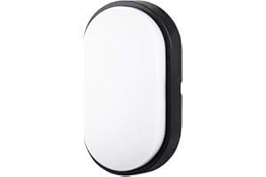 M EGA MEGACUBE 10W LED 4000K IP54 Flush Wall Mounted Oval Bulkhead Light Fitting with Black Trim - Perfect for Indoor, Outdoor, Bath, Kitchen, Hallway, Corridor, Utility, Garden, Shed, Workshop, Patio etc - 1 pack