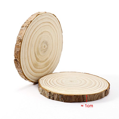 12 x Rund Holzscheiben Astscheiben Baumscheiben Namensschild Anhängeetiketten Dekomaterial Holzbrett Hochzeit Deko Basteln DIY 11-12cm - 7
